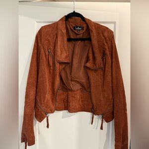 Lulu's Rust Suede Moto Jacket
